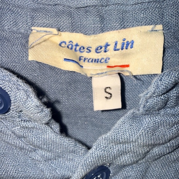 Côtes et Lin Coastal Vintage Linen Button Up Shirt Men S Blue 100% Italian Linen - Picture 4 of 4